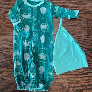 Kickee Pants Sleep Gown & Cap Set NB